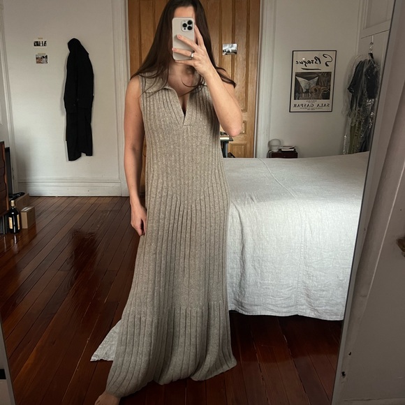 NWT Khaite Giselle Cashmere Polo Maxi Dress (Large) - Picture 3 of 7